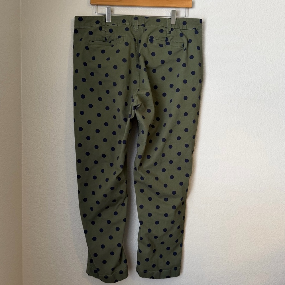 J.Crew High Rise Girlfriend Chino Pants Olive Green Polka Dot Relaxed Trouser 14 - Picture 5 of 8